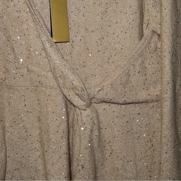 Donna Karan Beige Sequin Knit Side Knot Sweater Top Size XL - Picture 5 of 16